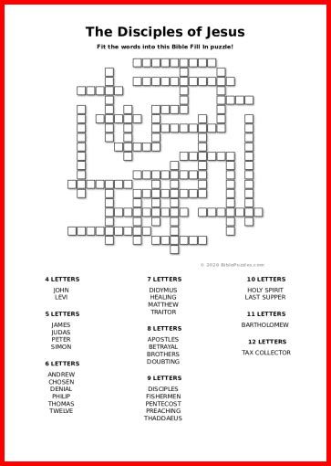 Bible Fill In Puzzles .